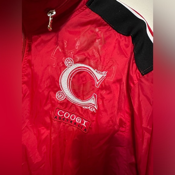 Coogi Bomber Jacket With Hood Size Large Red Vintage Retro Logo Embroidered - Picture 2 of 10